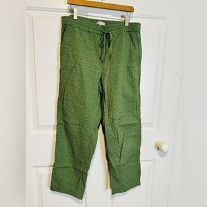J. Crew Olive Ankle Pants with Dotted Design